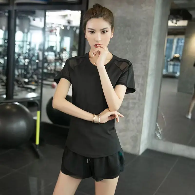 Sports suit Women's Two-piece Slimming Short-sleeved Summer Fitness Clothing Running suit Women's Quick-drying Clothing Yoga Clothing - Image 2