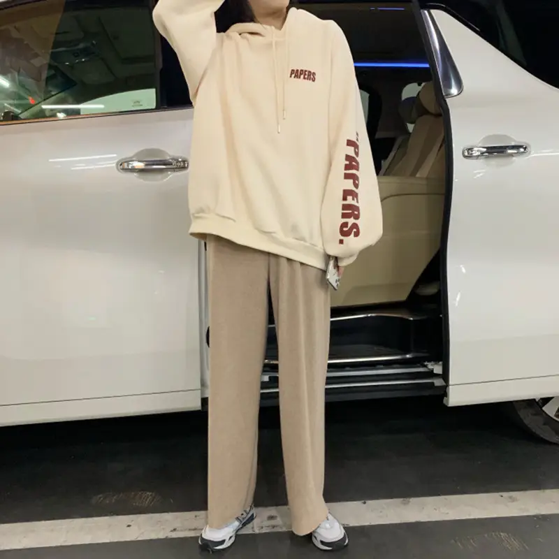Women's Cream Hooded Sweatshirt with "HAPPES" Print — feature 10