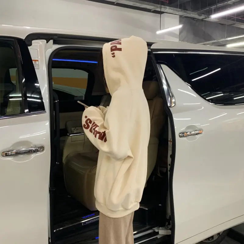 Women's Cream Hooded Sweatshirt with "HAPPES" Print — feature 11