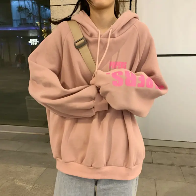 Women's Cream Hooded Sweatshirt with "HAPPES" Print — feature 13
