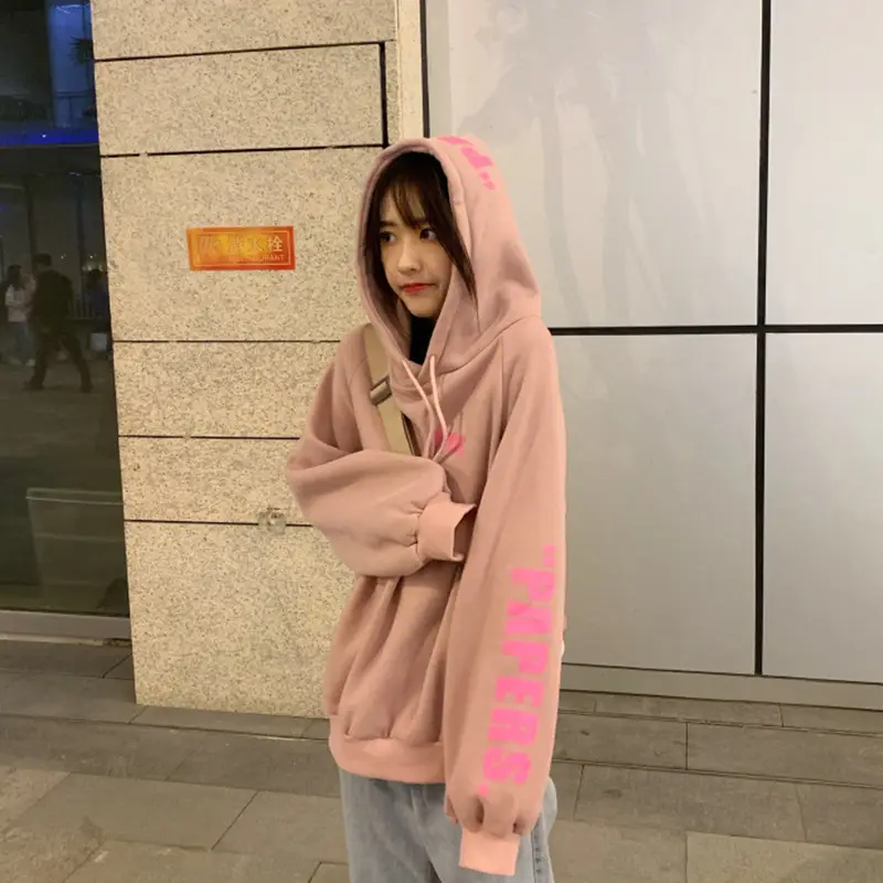 Women's Cream Hooded Sweatshirt with "HAPPES" Print — feature 16