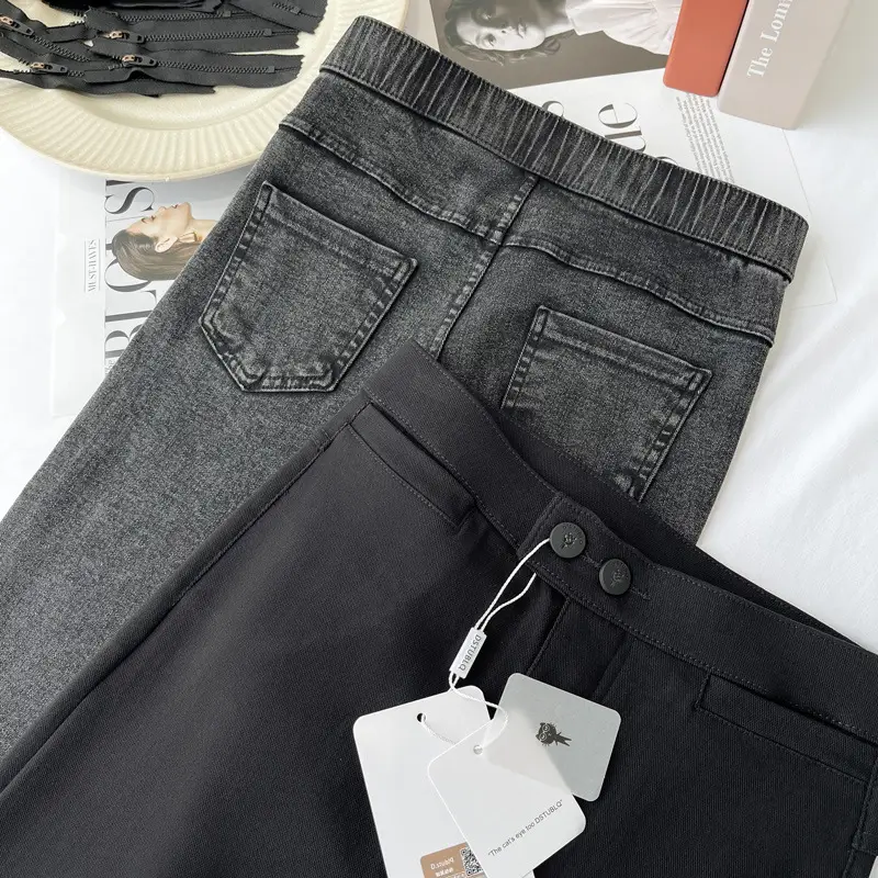Genuine Fleece Lined Shark Kitten Pants for Women Black