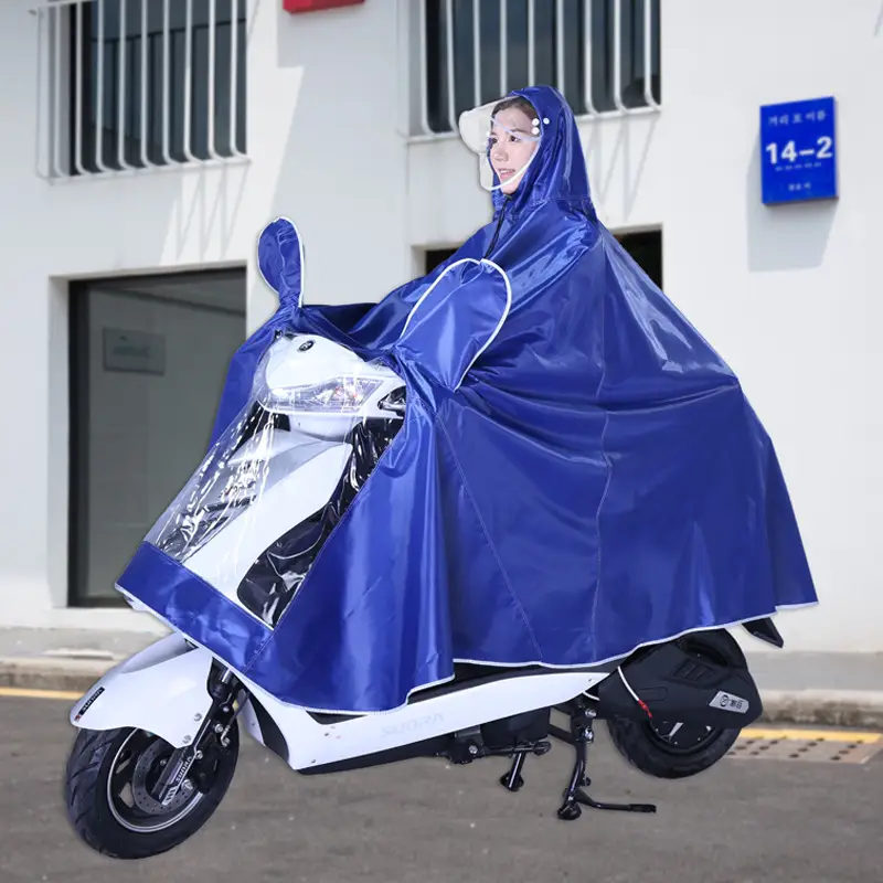 Enlarged Full Body Raincoat for Motorcycles Blue Waterproof