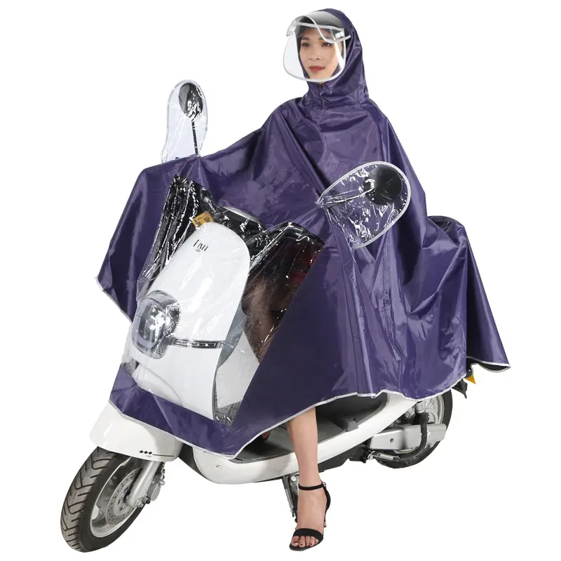 Enlarged Full Body Raincoat for Motorcycles Blue Waterproof