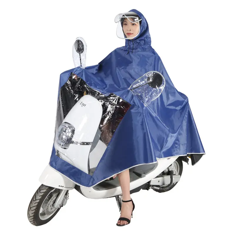 Enlarged Full Body Raincoat for Motorcycles Blue Waterproof