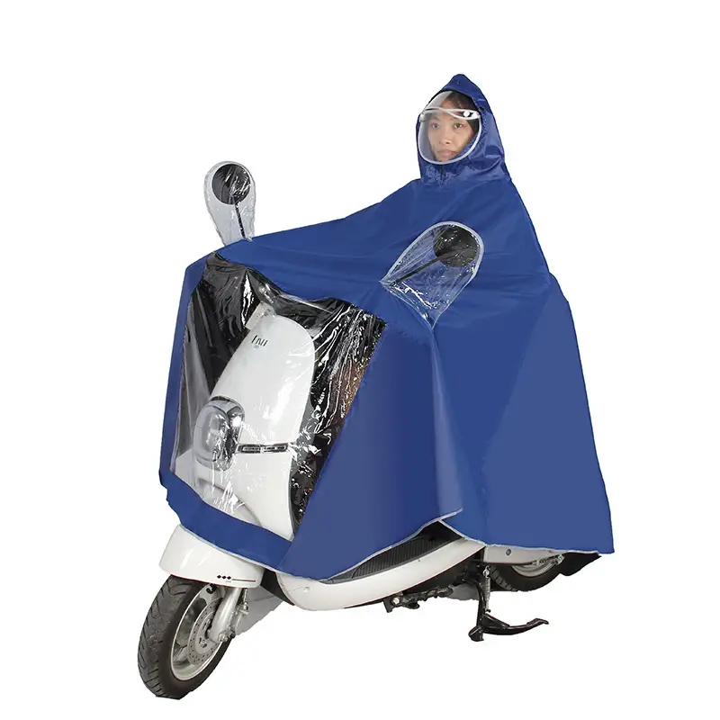Enlarged Full Body Raincoat for Motorcycles Blue Waterproof