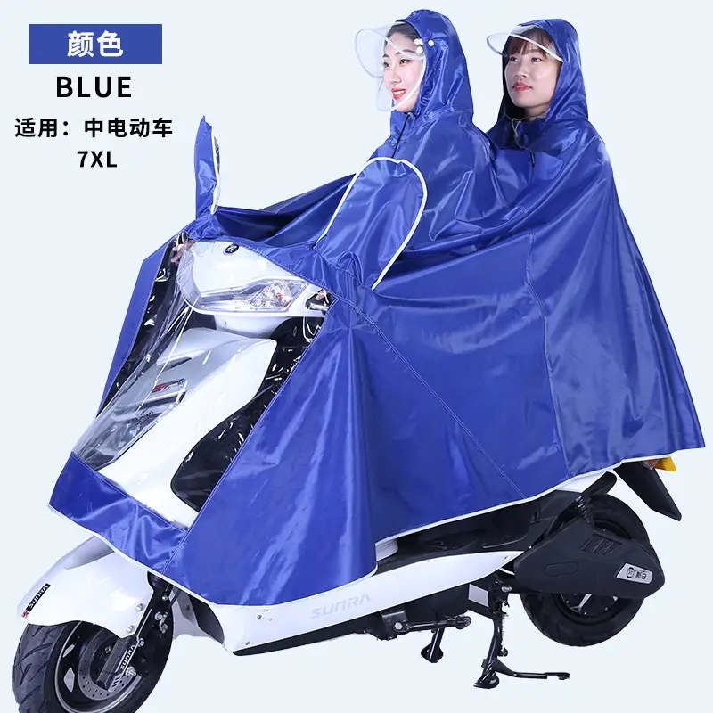 Enlarged Full Body Raincoat for Motorcycles Blue Waterproof