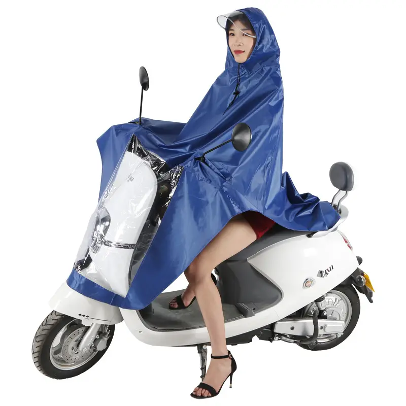 Enlarged Full Body Raincoat for Motorcycles Blue Waterproof