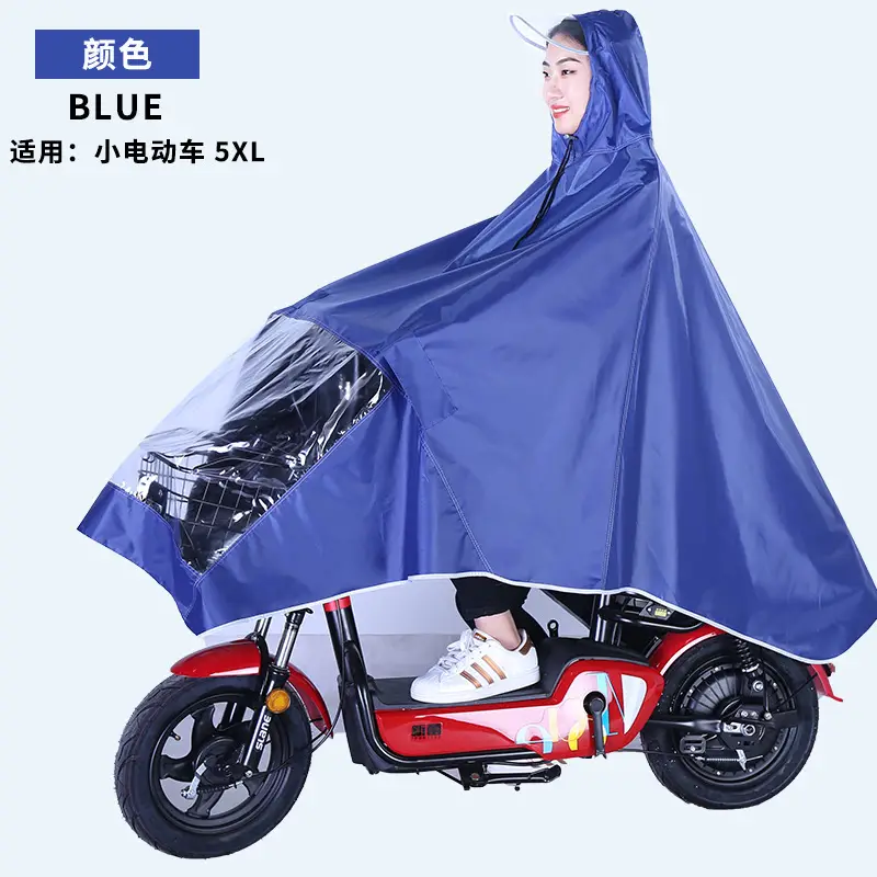 Enlarged Full Body Raincoat for Motorcycles Blue Waterproof