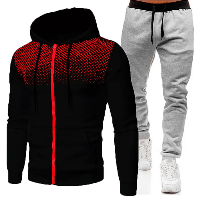 Men 3D Printed Hoodie & Grey Pants Set Winter Hooded Sweatshirt - Image 19