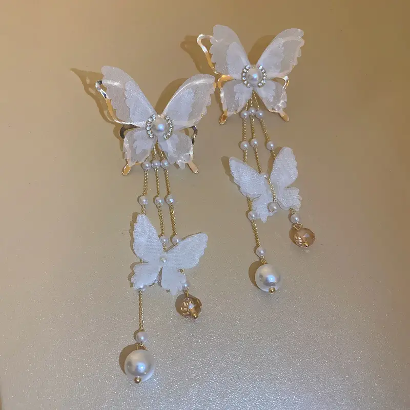 Silver Butterfly Pearl Earrings for Women — feature 7