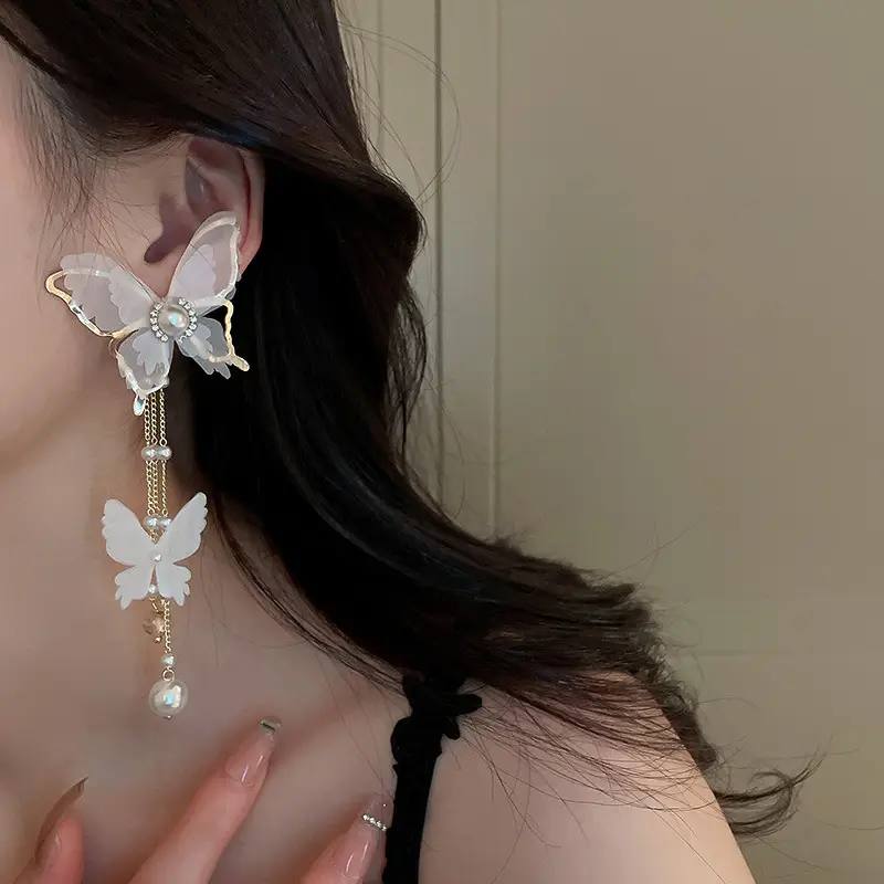 Silver Butterfly Pearl Earrings for Women — feature 8