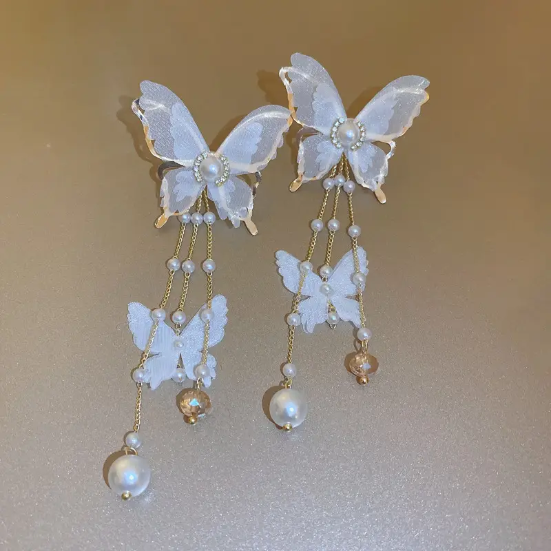Silver Butterfly Pearl Earrings for Women — feature 9