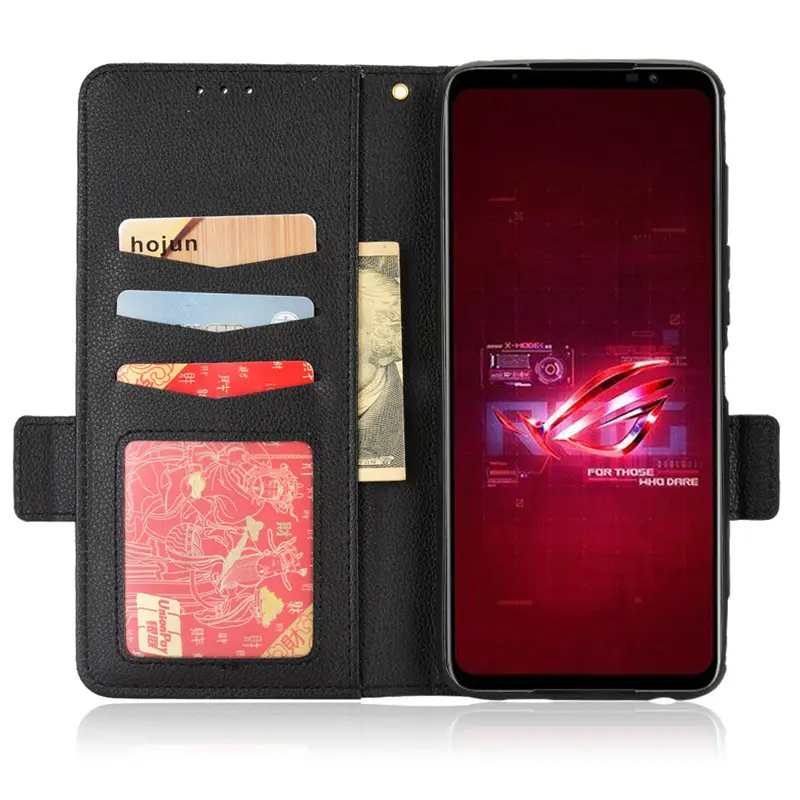 Black Leather Flip Phone Case for Asus ROG Phone 6 Pro - Image 10