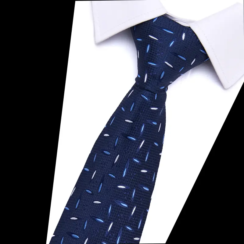 Men's Blue Floral Polyester Silk Tie 7.5cm - Image 38