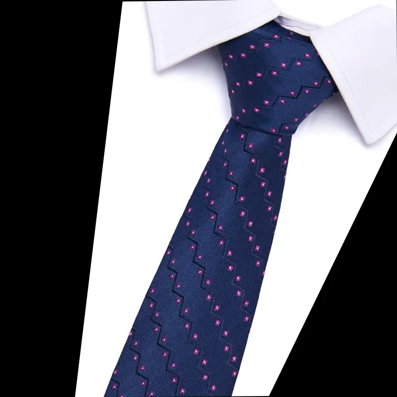 Men's Blue Floral Polyester Silk Tie 7.5cm - Image 11