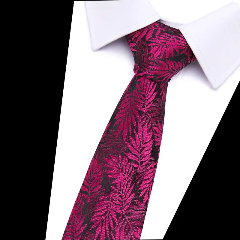 Men's Blue Floral Polyester Silk Tie 7.5cm - Image 13