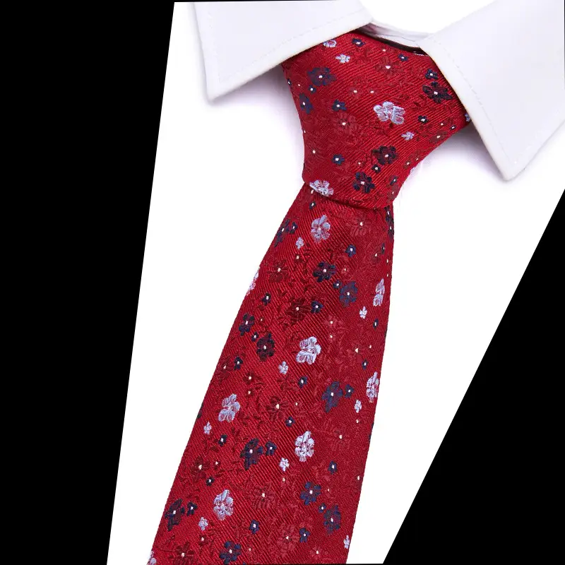 Men's Blue Floral Polyester Silk Tie 7.5cm - Image 15