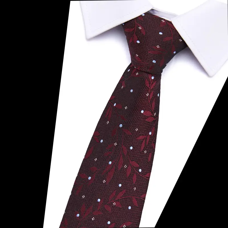 Men's Blue Floral Polyester Silk Tie 7.5cm - Image 16