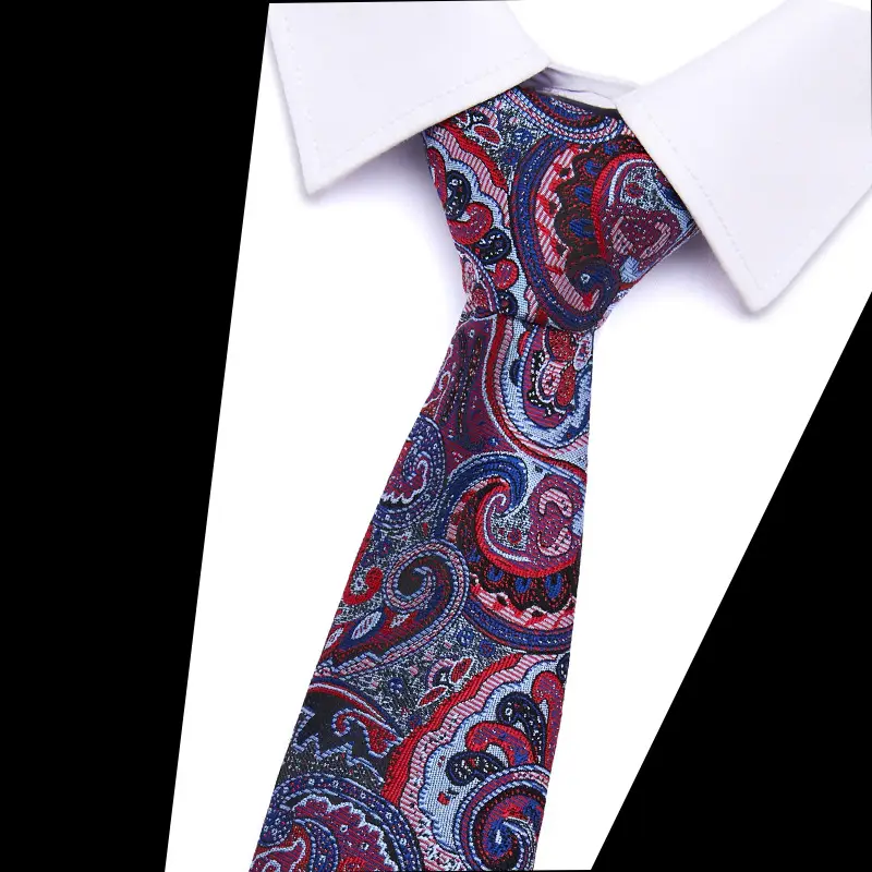 Men's Blue Floral Polyester Silk Tie 7.5cm - Image 25