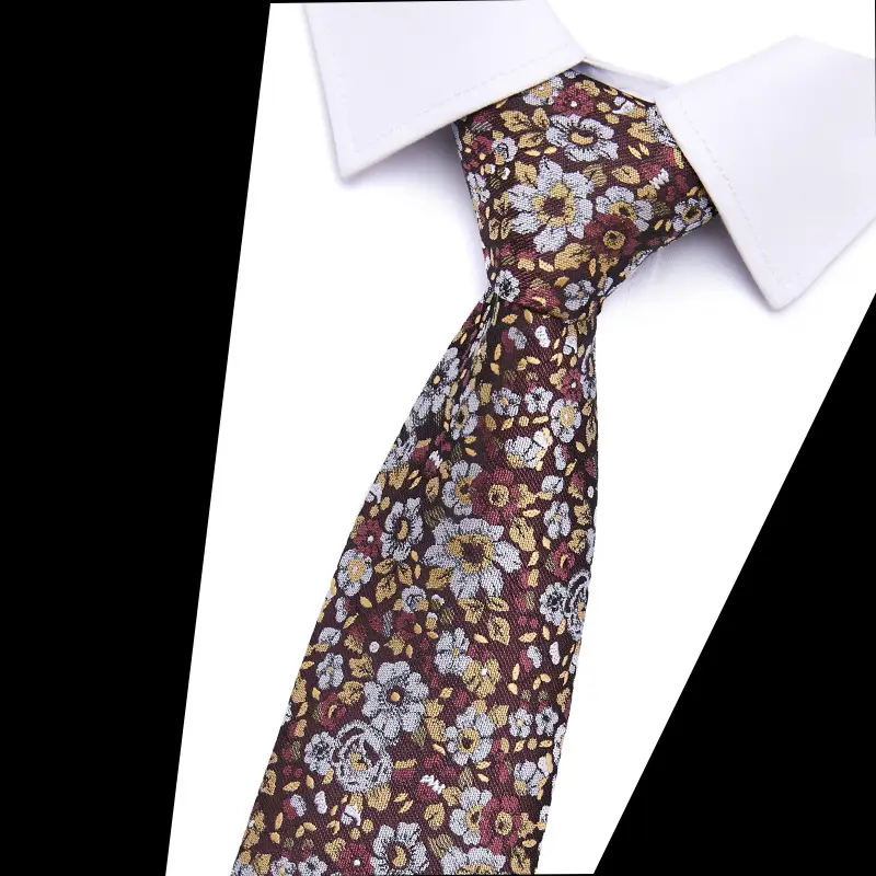 Men's Blue Floral Polyester Silk Tie 7.5cm - Image 27