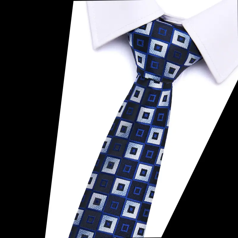 Men's Blue Floral Polyester Silk Tie 7.5cm - Image 29