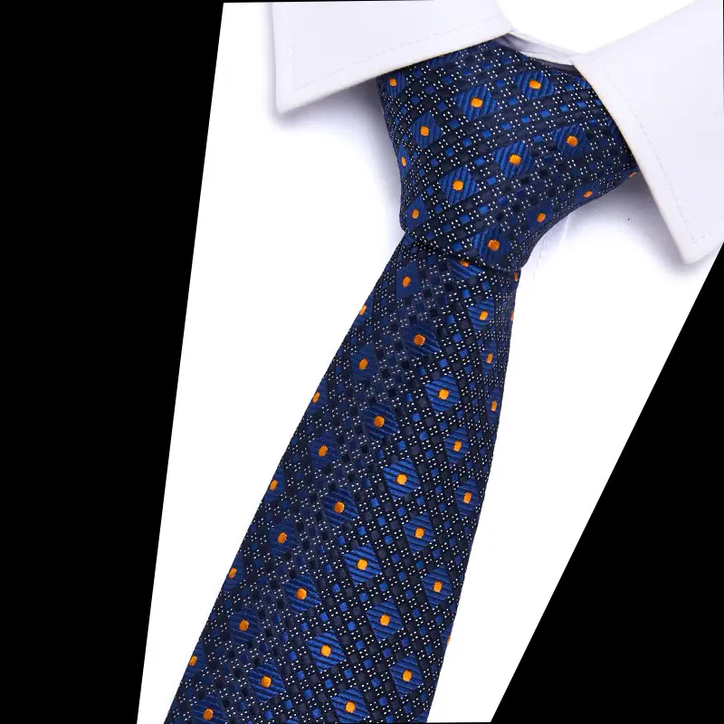 Men's Blue Floral Polyester Silk Tie 7.5cm - Image 3