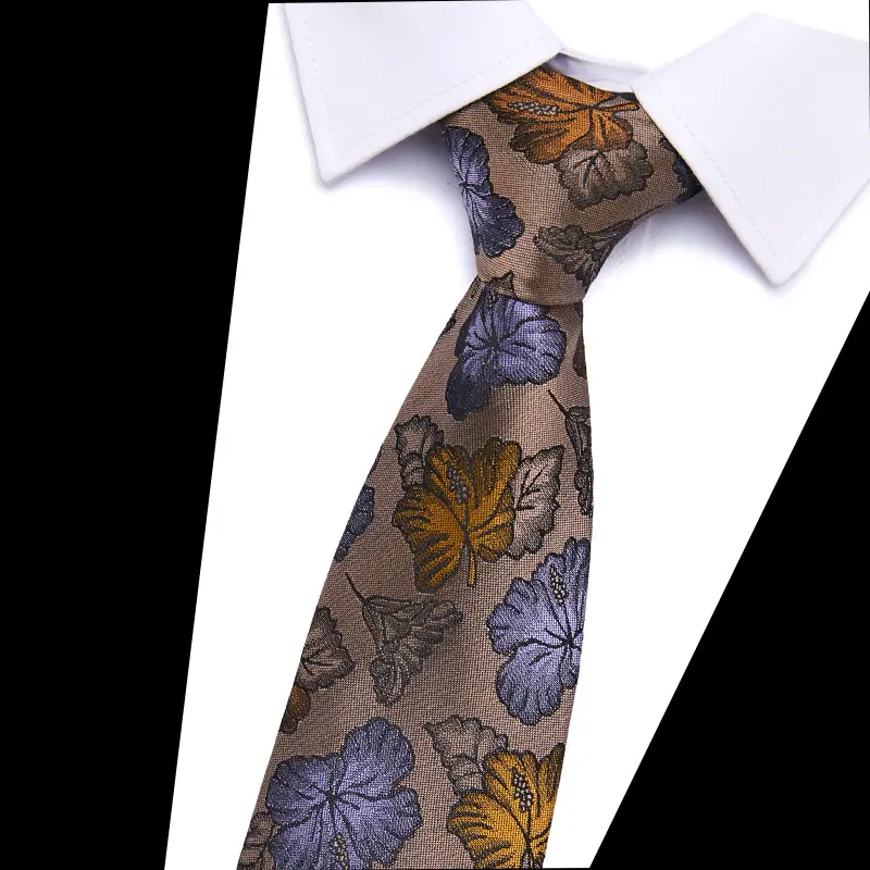 Men's Blue Floral Polyester Silk Tie 7.5cm - Image 33