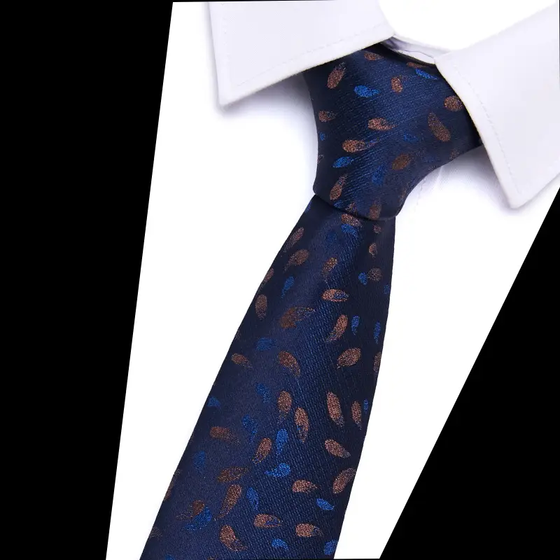 Men's Blue Floral Polyester Silk Tie 7.5cm - Image 4