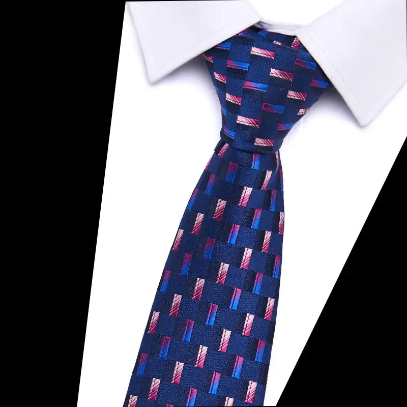 Men's Blue Floral Polyester Silk Tie 7.5cm - Image 7