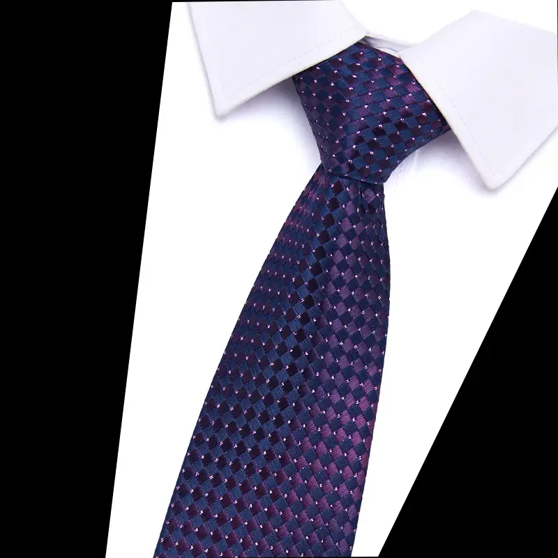 Men's Blue Floral Polyester Silk Tie 7.5cm - Image 8