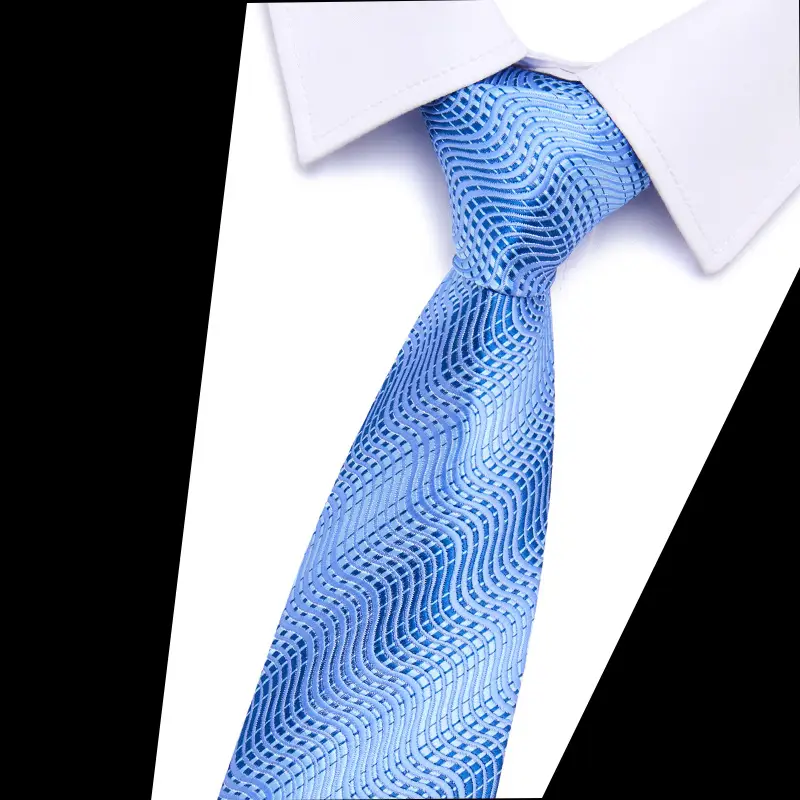 Men's Blue Floral Polyester Silk Tie 7.5cm - Image 9