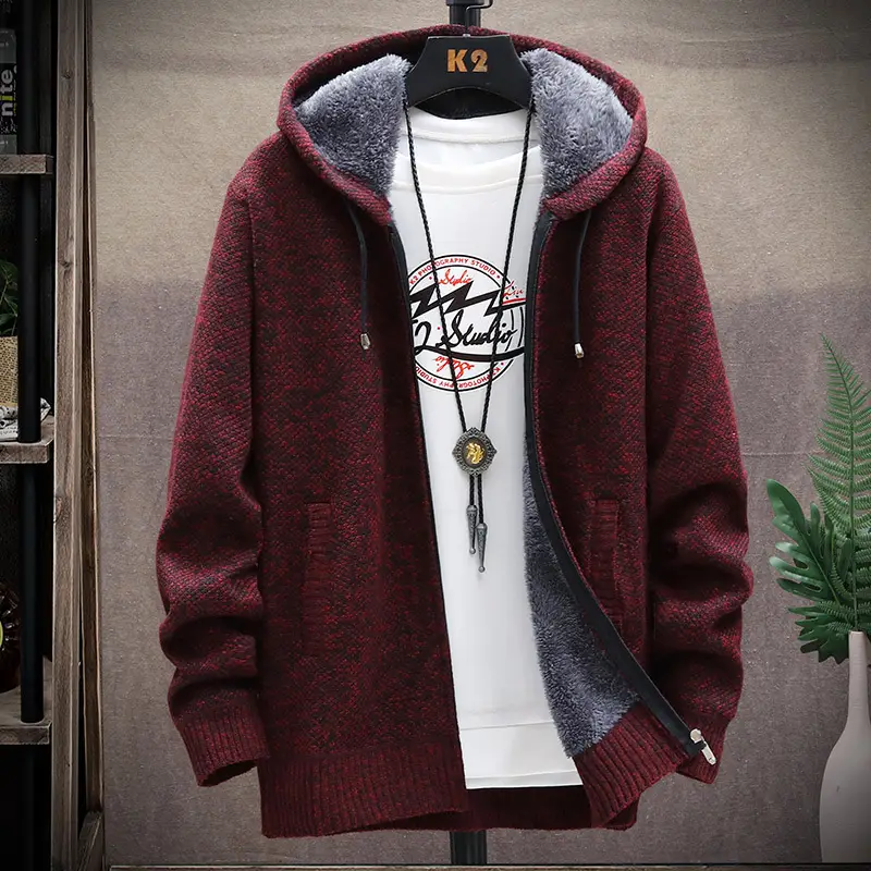 Men Maroon Fleece Hoodie Fat Plus Size - Image 3