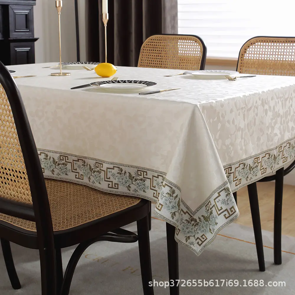 Luxury Brown Tablecloth Waterproof Oil-Proof Anti-Scalding Non-Washable