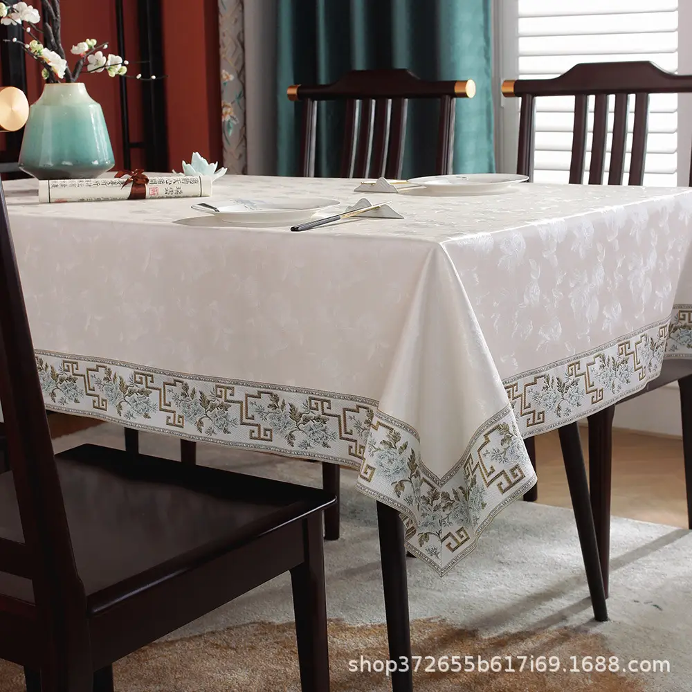 Luxury Brown Tablecloth Waterproof Oil-Proof Anti-Scalding Non-Washable