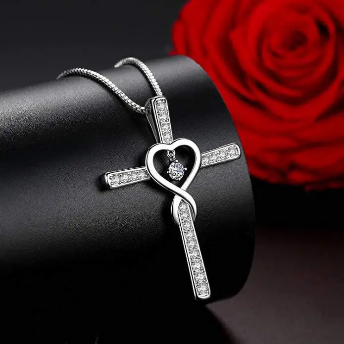 Love Heart Cross Bracelet with Crystal Stains - Image 4