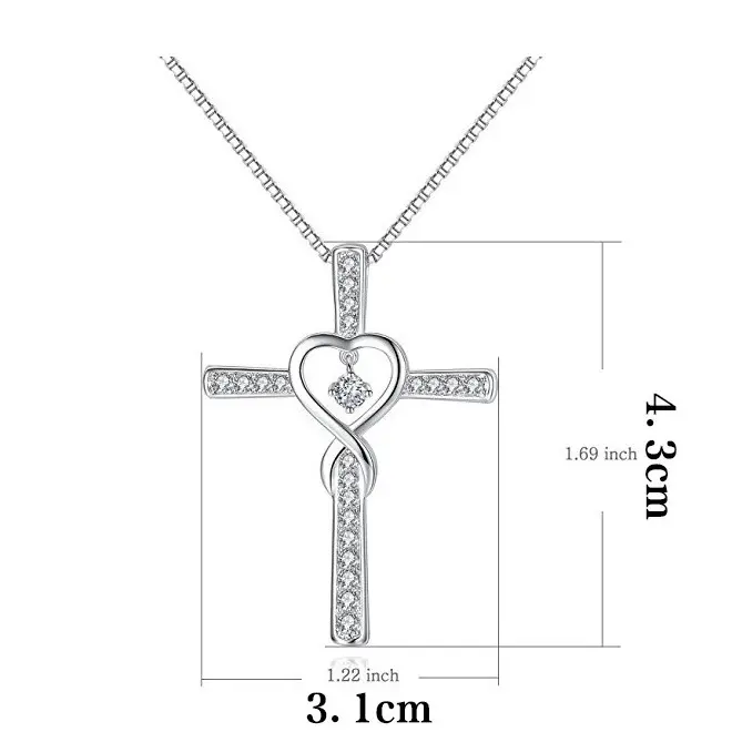 Love Heart Cross Bracelet with Crystal Stains - Image 6