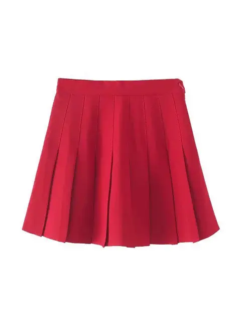Women's Grey Pleated A-Line Skirt Pure Color - Image 11