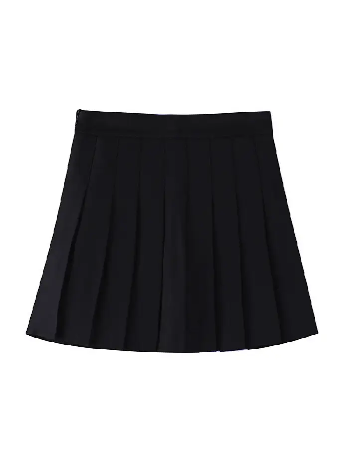 Women's Grey Pleated A-Line Skirt Pure Color - Image 13