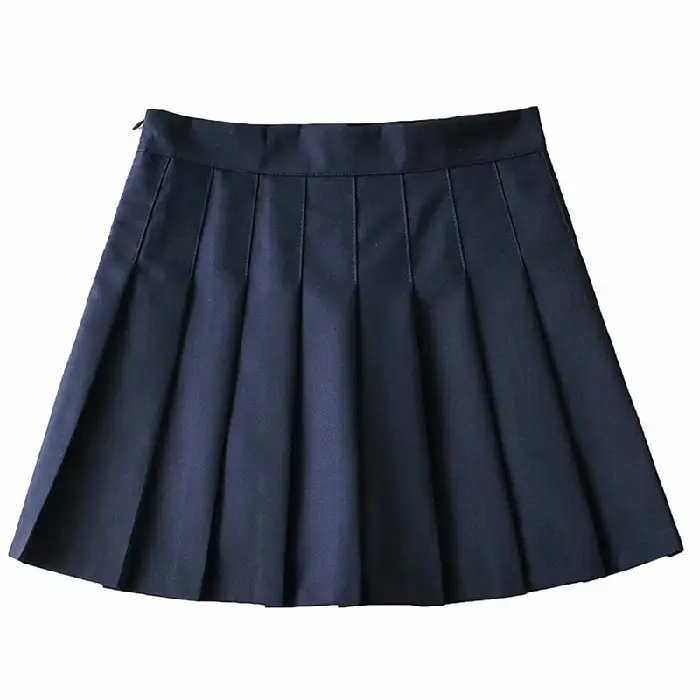 Women's Grey Pleated A-Line Skirt Pure Color — feature 4