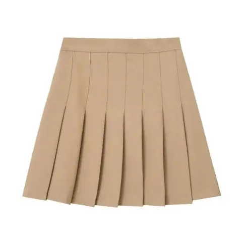 Women's Grey Pleated A-Line Skirt Pure Color — feature 7