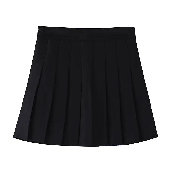 Women's Grey Pleated A-Line Skirt Pure Color - Image 4