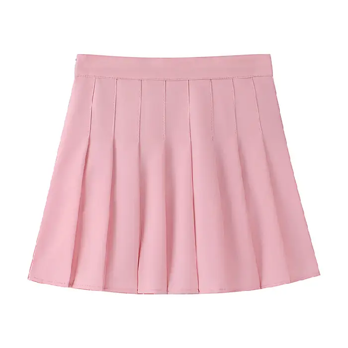 Women's Grey Pleated A-Line Skirt Pure Color - Image 7