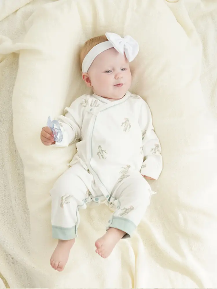 Newborn Pure Cotton Floral Jumpsuit White