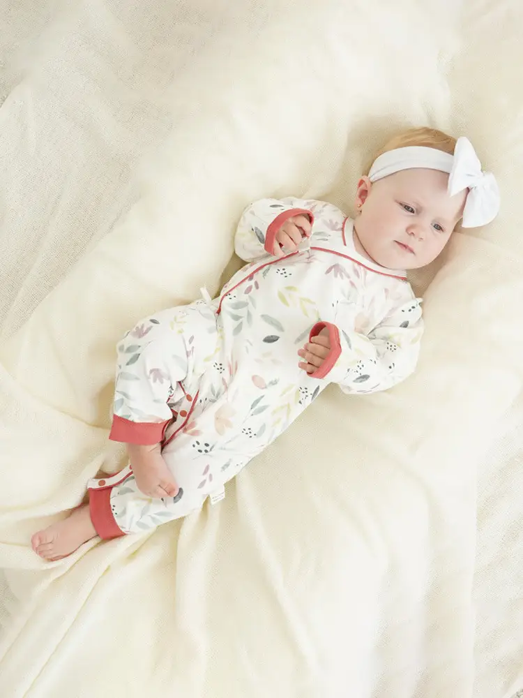 Newborn Pure Cotton Floral Jumpsuit White