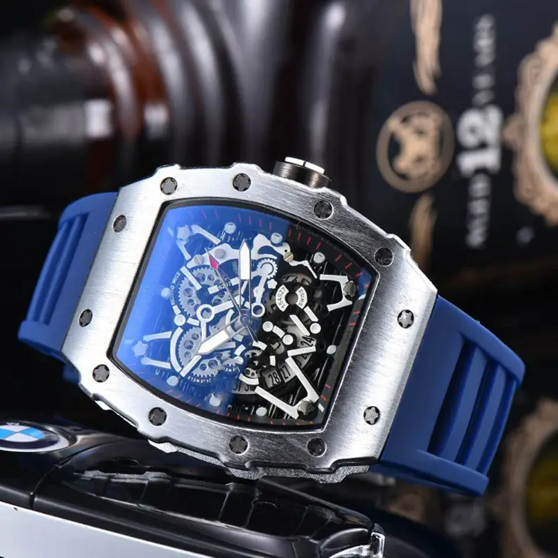 Men's Green Silicone Skeleton Watch with Blue Glass - Image 20