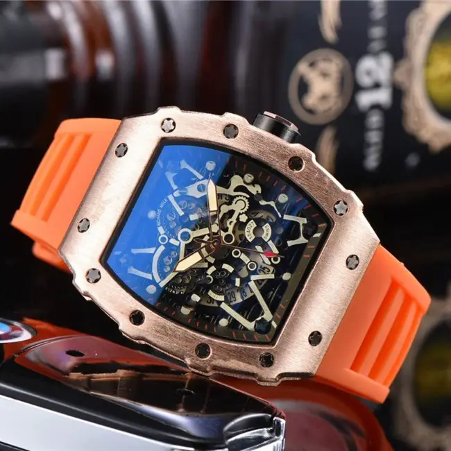 Men's Green Silicone Skeleton Watch with Blue Glass - Image 21