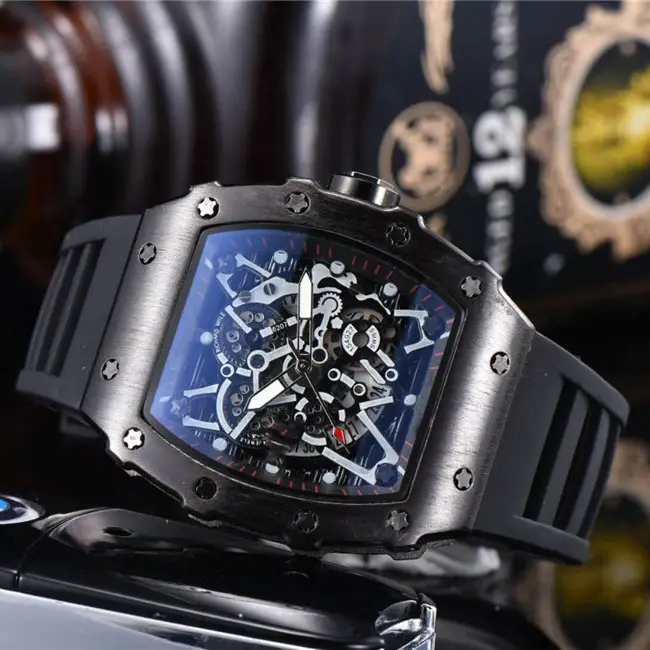 Men's Green Silicone Skeleton Watch with Blue Glass - Image 22