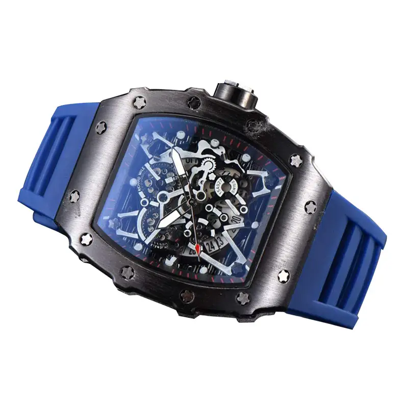 Men's Green Silicone Skeleton Watch with Blue Glass - Image 23