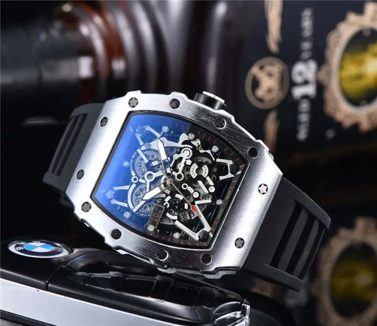 Men's Green Silicone Skeleton Watch with Blue Glass - Image 13